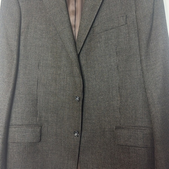Men’s Brown and Black Wool Laine Suit Jacket Blazer Size 42L - Picture 2 of 10